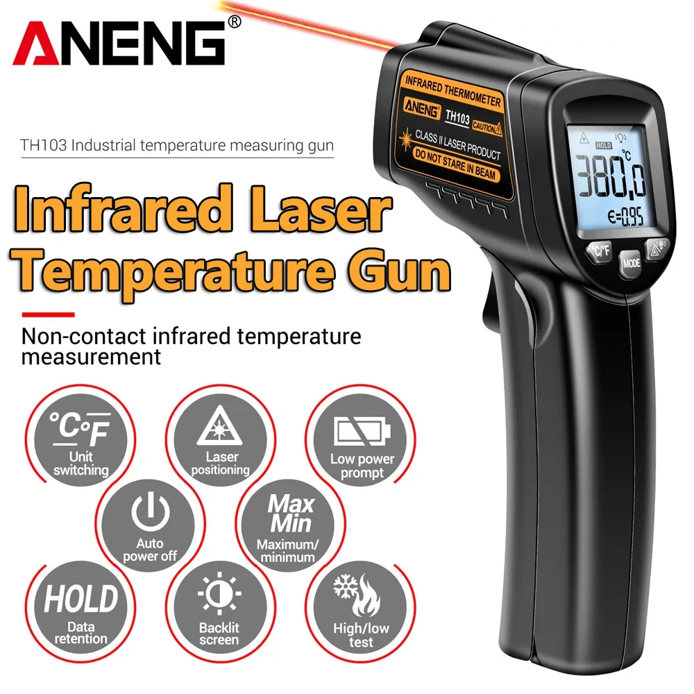 Industrial Laser Temperature Sensor - Infrared Laser Temperature Gun -20°C~380℃ IR