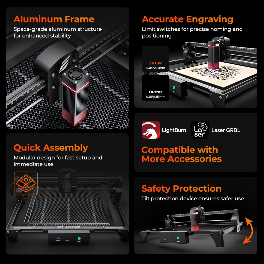 ELIDOR Z6 6W Laser Engraver an - Laser Engraving Software ulasan dan harga